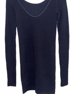 BCBGeneration Black Textured Bodycon Dress w/Chevron Knit P2P:14”, L:33”, RT $88